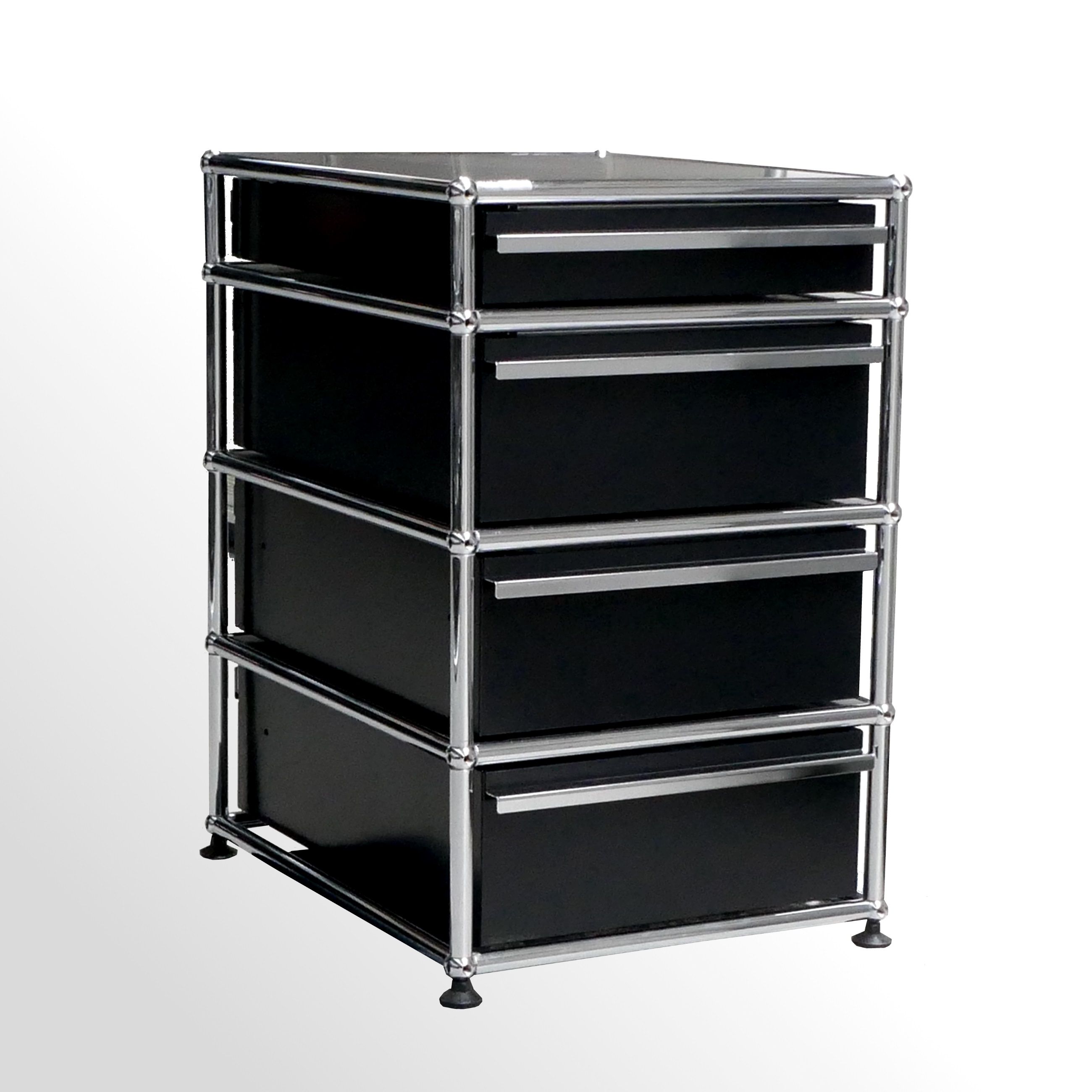 USM-Haller-Standcontainer-schwarz-3x-schublade-1x-utensilienlade-incl-Eins-tze-1 USM Haller Standcontainer - Beistellcontainer - Graphitschwarz - 3x Schublade | 1x Utensilienlade