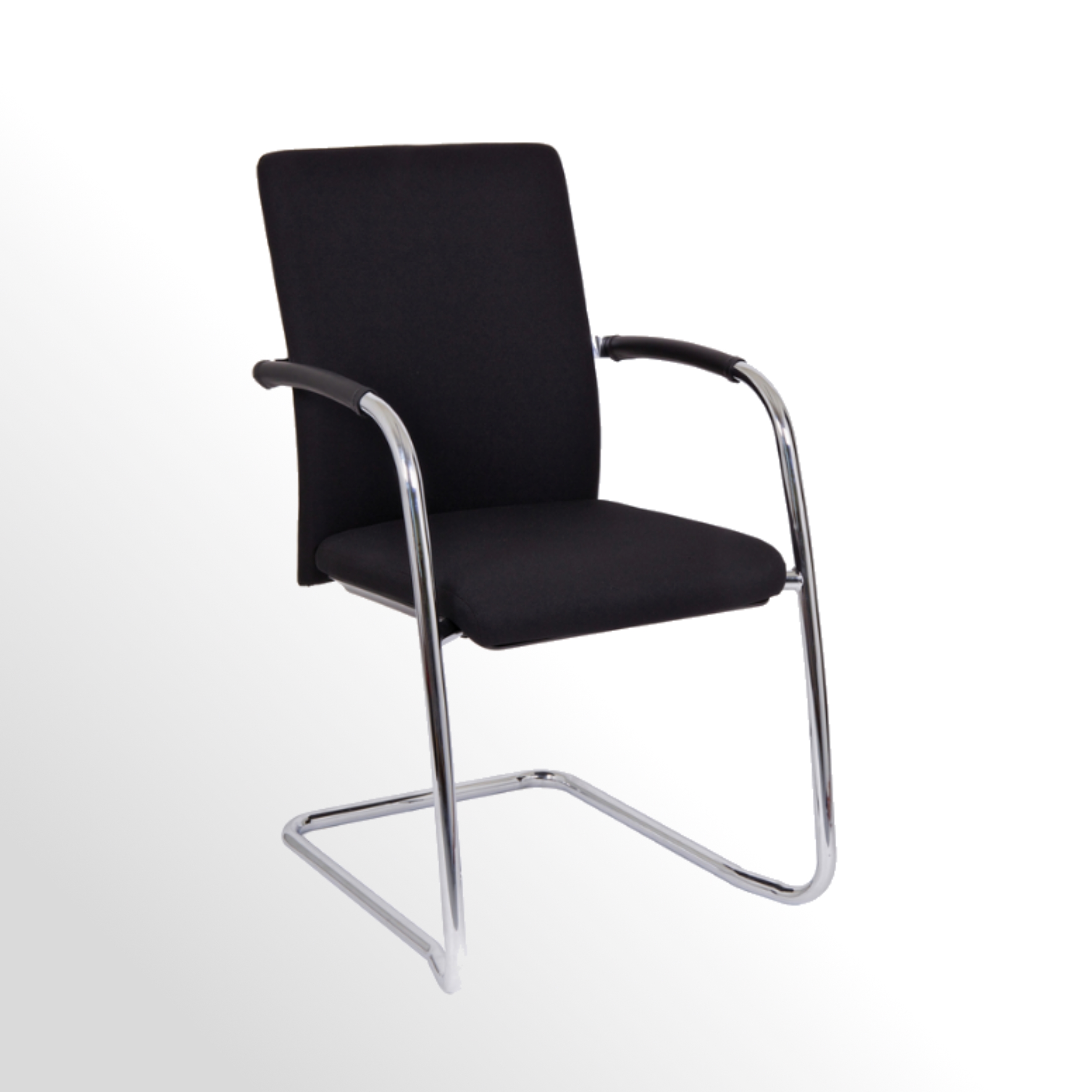 Chair-Supply-Besucherstuhl-Stoff-schwarz-Freischwinger-Chrom-1 Günstiger Besucher- und Konferenzstuhl mit Armlehnen