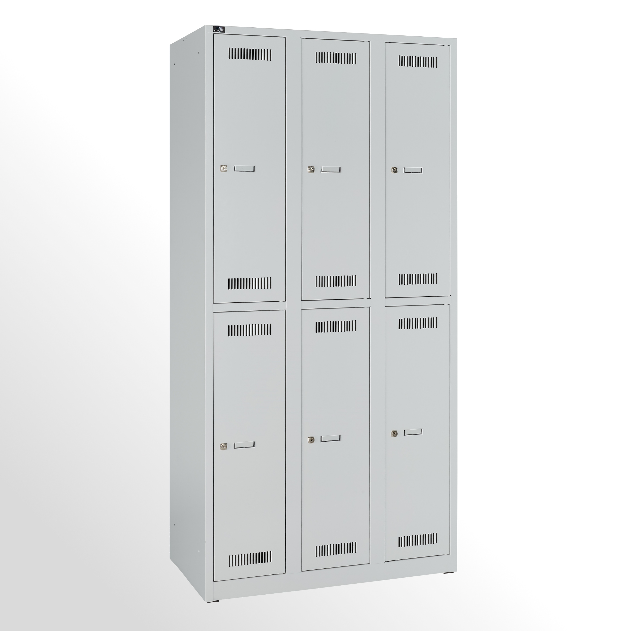 Bisley Garderobenschrank LIGHT, 3 Abteile 300 à 2 Fächer, Farbe lichtgrau
