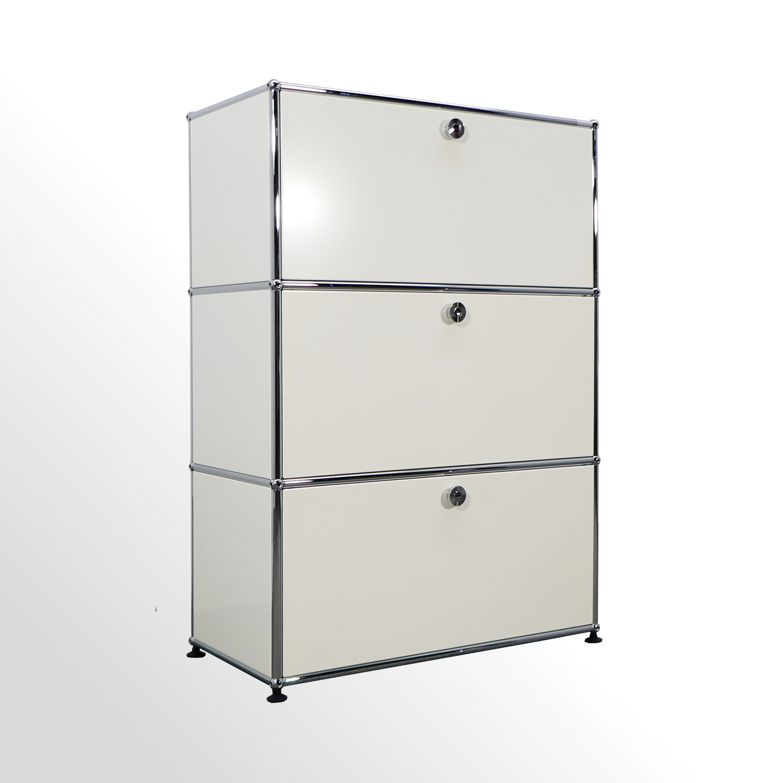 USM-Haller-Sideboard-3x-750-3x-Klappe-Reinweiss-1 Gebrauchter USM Haller Klappenschrank - Sideboard - Reinweiss RAL 9010