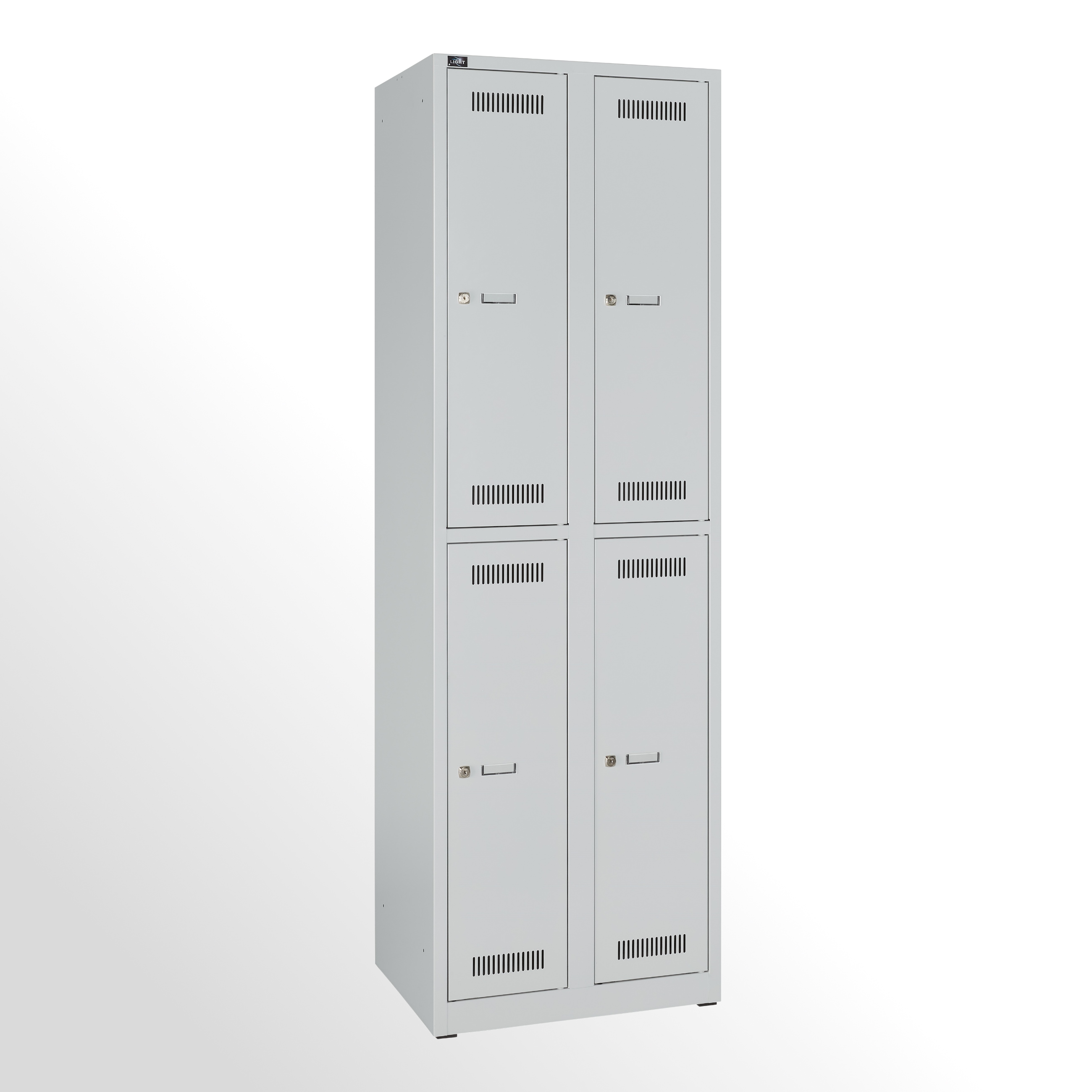 Bisley Garderobenschrank LIGHT, 2 Abteile 300 à 2 Fächer, Farbe lichtgrau