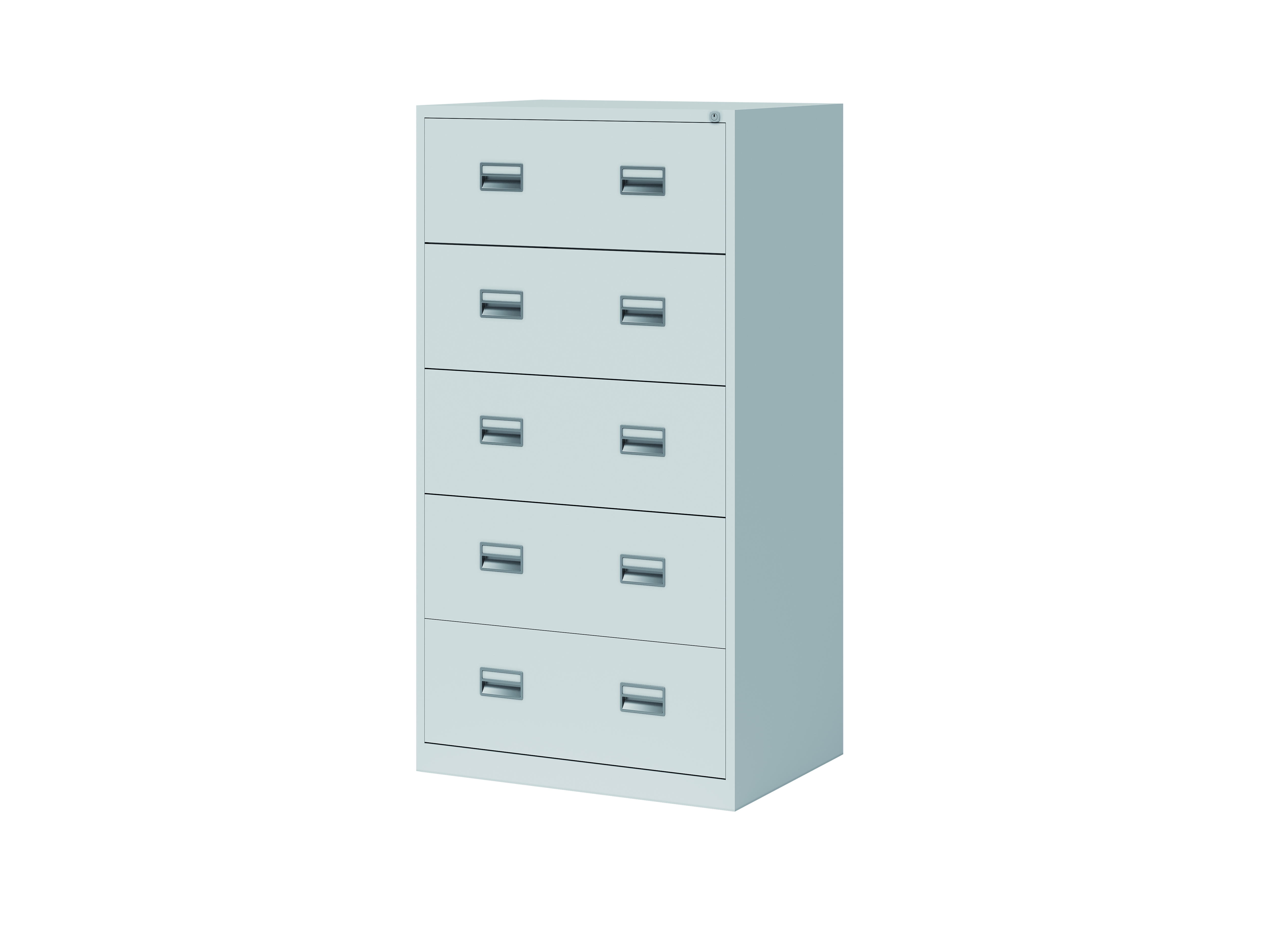 HRD5FF645_R Bisley Hängeregistraturschrank ECO, doppelbahnig, DIN A4, 5 HR-Schubladen, Farbe lichtgrau