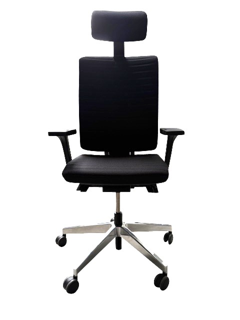 Bürodrehstuhl mit Armlehnen und Kopfstütze - Synchronmechanik mit automatischer Federkrafteinstellung