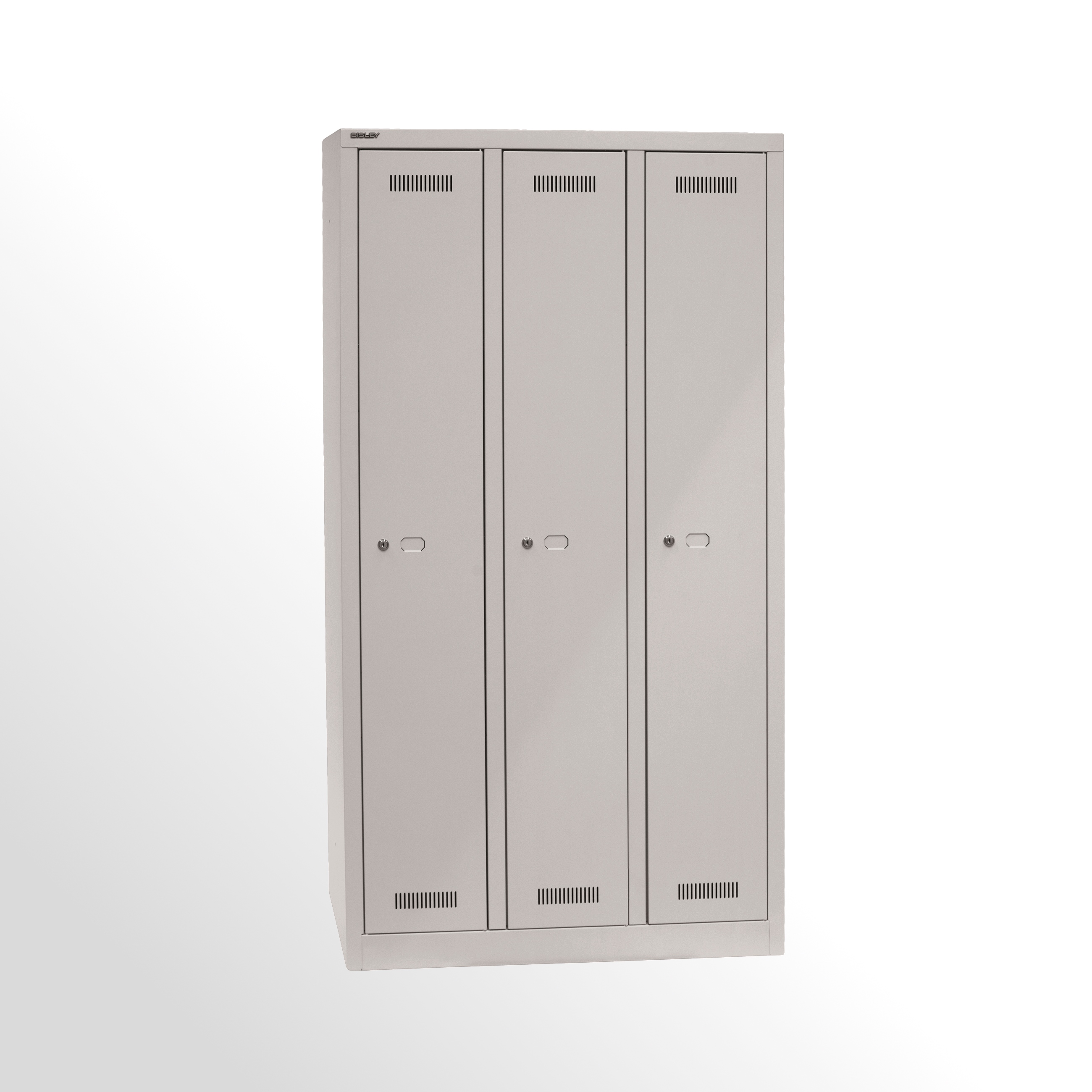 Bisley MonoBloc™ Garderobenschrank, 3 Abteile, je 1 Fach, Farbe lichtgrau