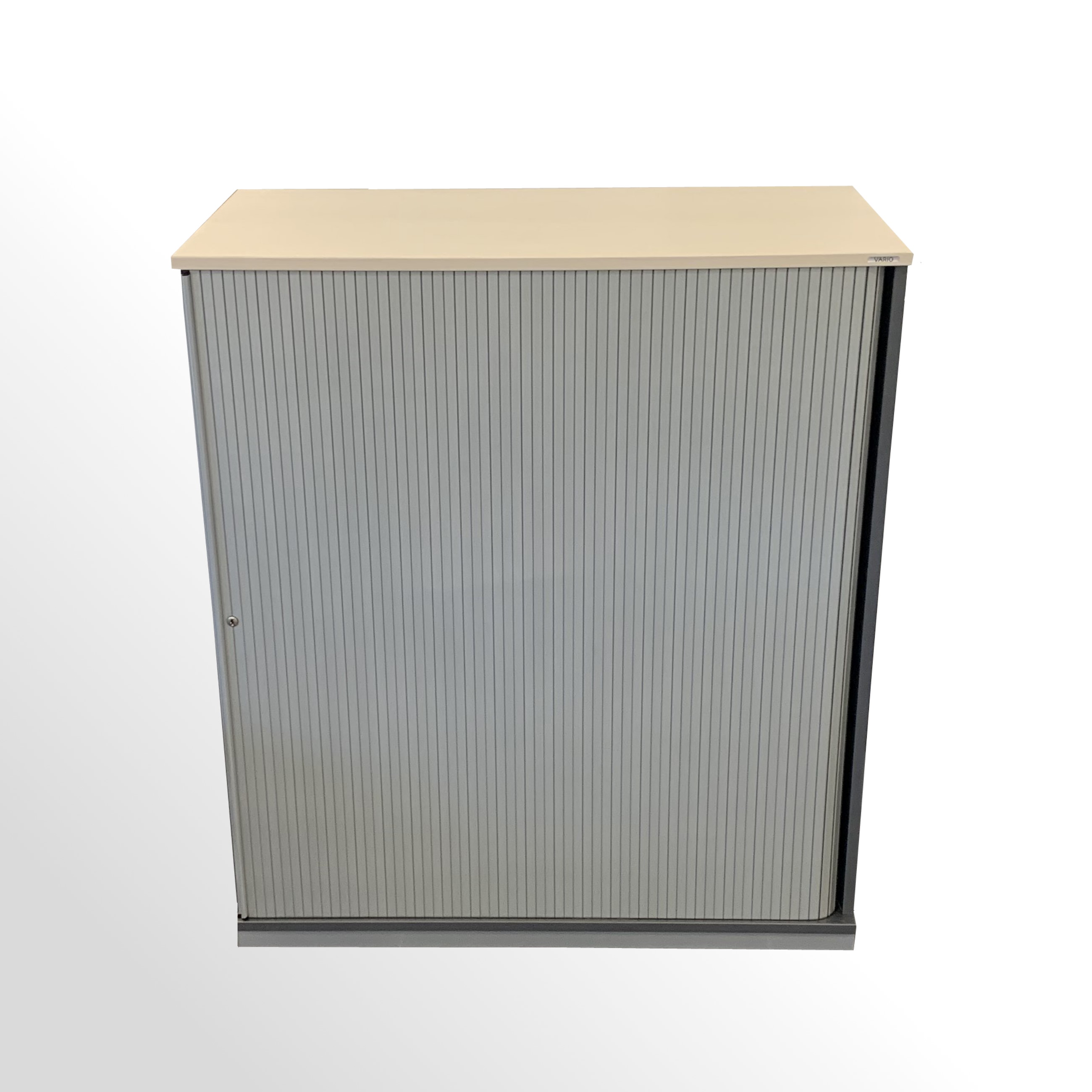 Vario-Ahorn-Rollade-3OH-1 Gebrauchter Vario Rollladenschrank - Aktenschrank - 3 Ordnerhöhen - mit Ahorn Deckboden