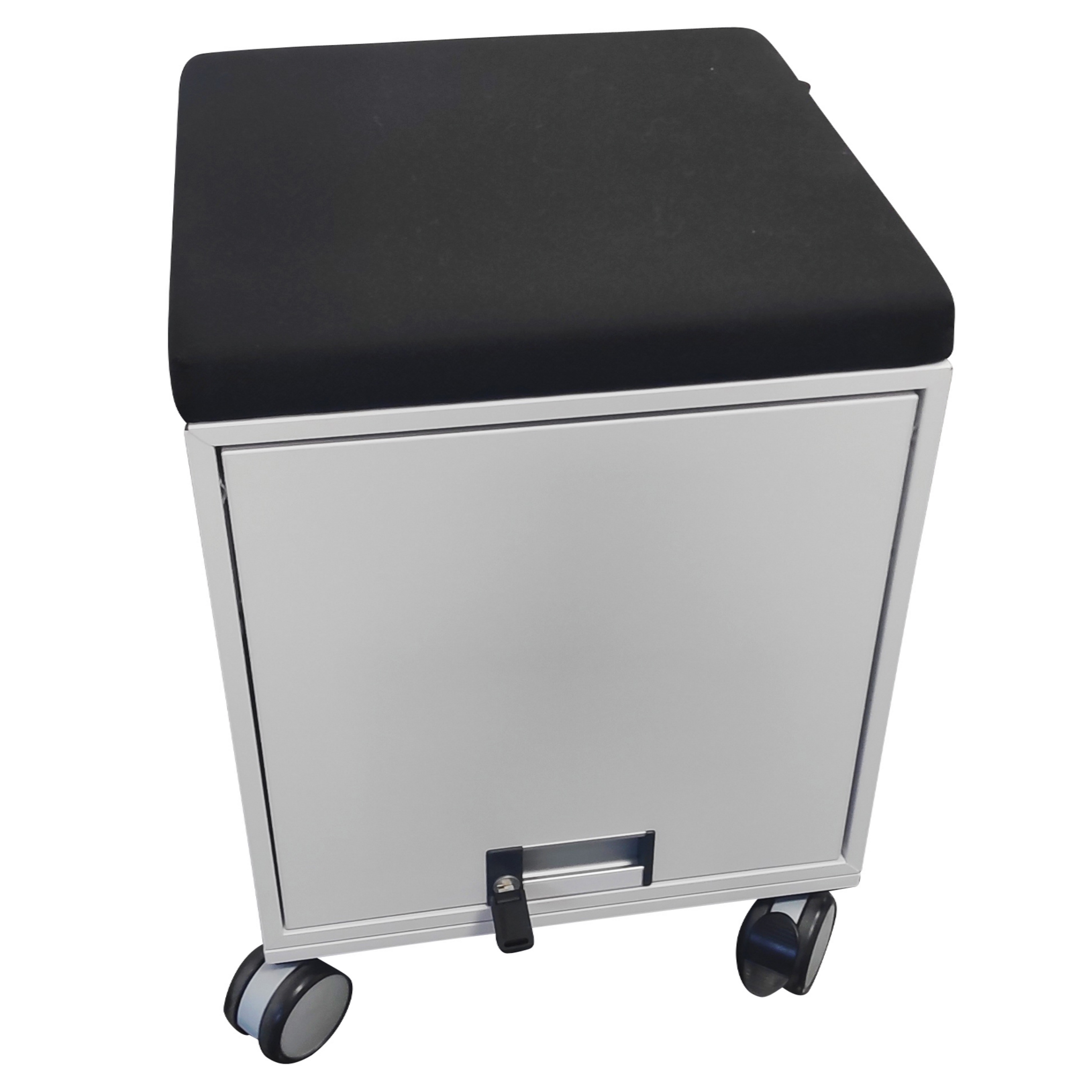 Steelcase-Rollcontainer-mit-Sitz-3 Gebrauchter Steelcase Flexbox Rollcontainer mit Sitzkissen