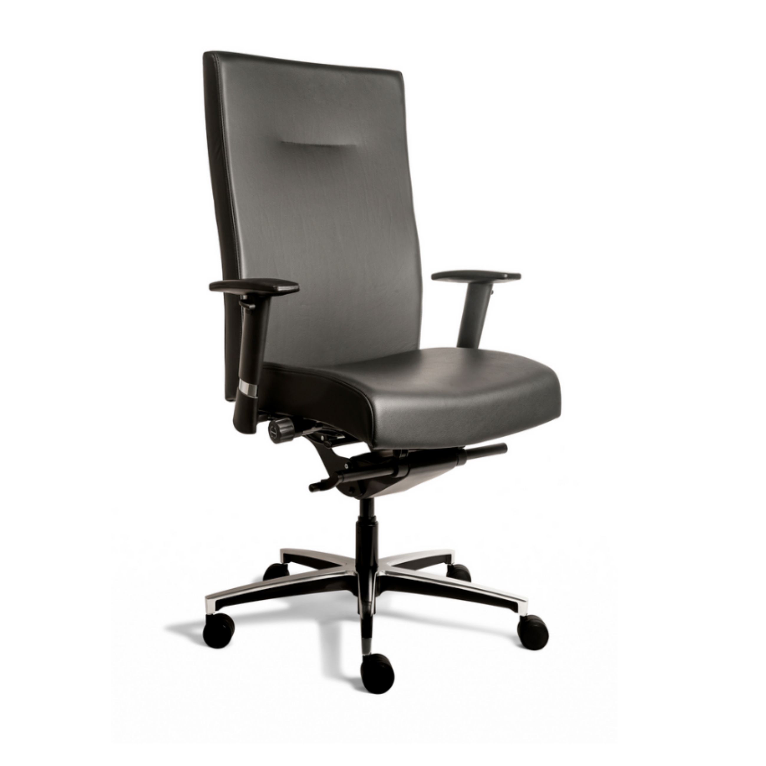 Manager-XL-Leder-schwarz-1 Günstiger Chefsessel - Bürodrehstuhl - XL-Drehstuhl - bis 200 kg belastbar! - Leder schwarz