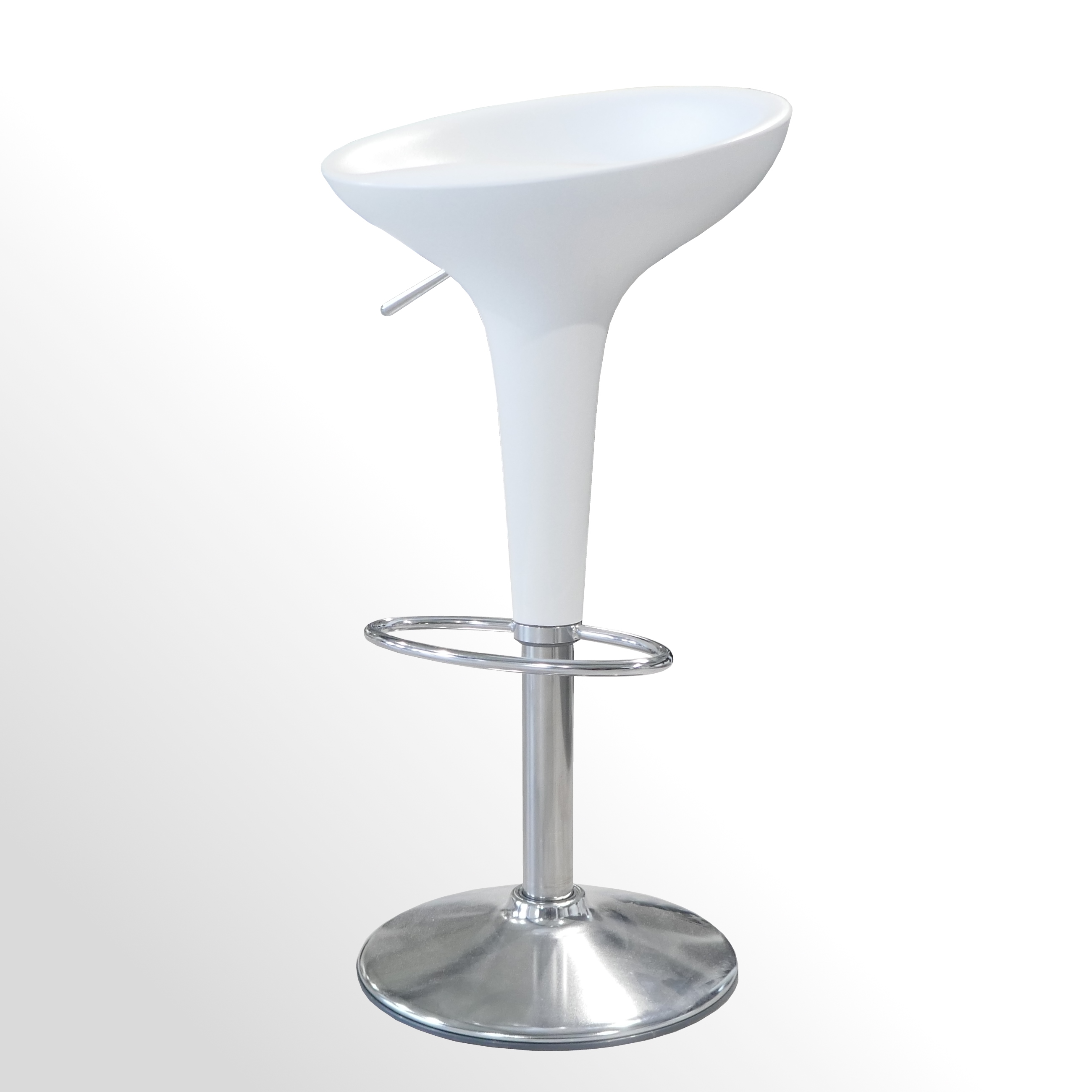 Barhocker-MAGIS-bamboo-weiss-alu-poliert-1 Gebrauchter Magis Bombo Stool von Stefano Giovannoni - höhenverstellbar